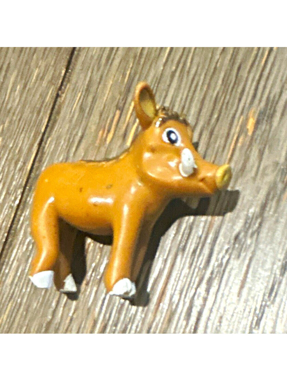 Small Brown & White Pig Figurine Toy, Glossy Plastic, Unboxed, 1 Pack